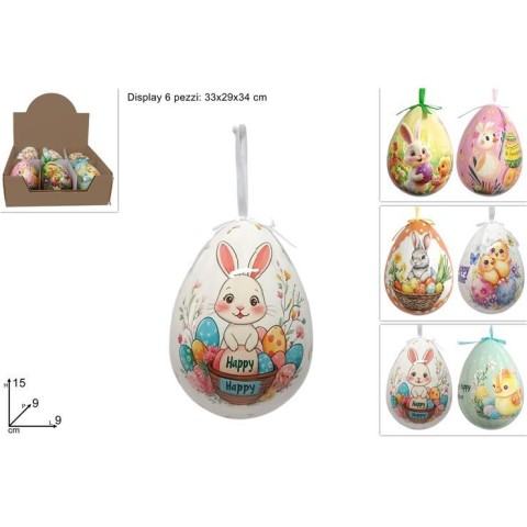 UOVO APPENDINO DECORATO 15CM ASSORTITO IN DISPLAY